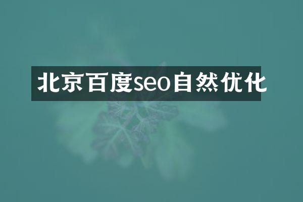 北京百度seo自然优化