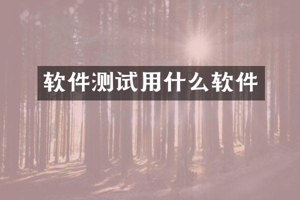 软件测试用什么软件