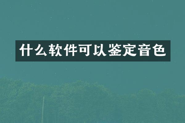 什么软件可以鉴定音色