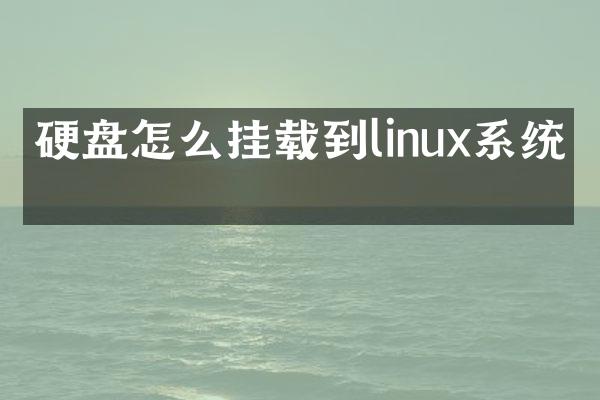 硬盘怎么挂载到linux系统上