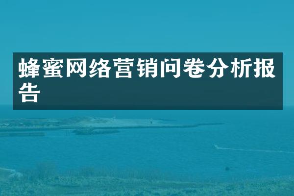 蜂蜜网络营销问卷分析报告