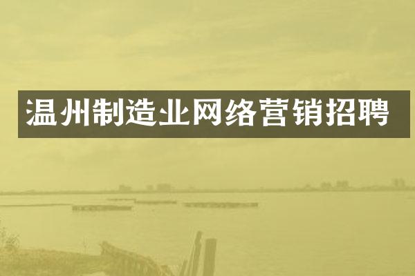 温州制造业网络营销招聘