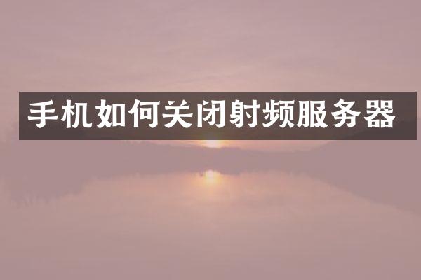 手机如何关闭射频服务器