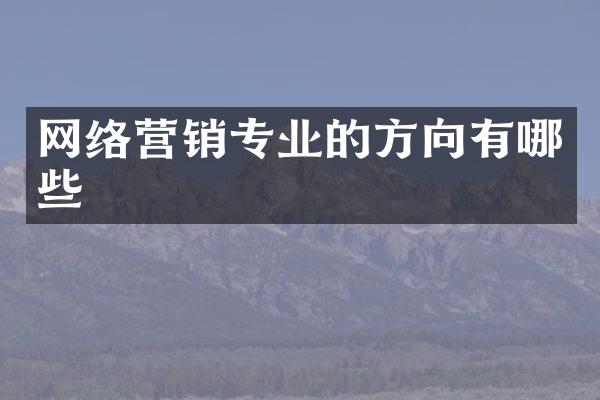 网络营销专业的方向有哪些