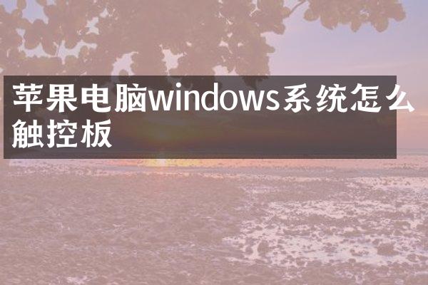 苹果电脑windows系统怎么关触控板
