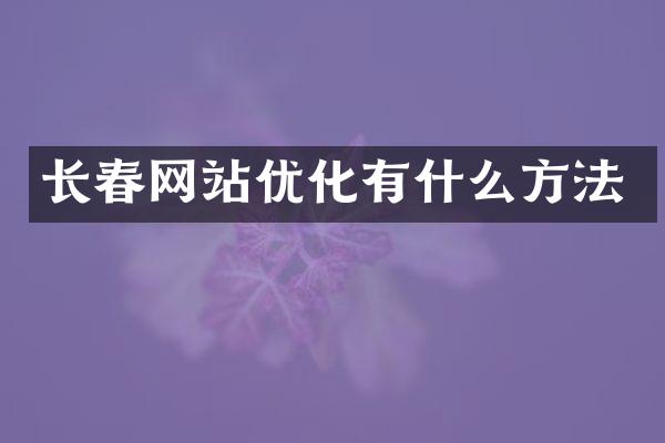 长春网站优化有什么方法