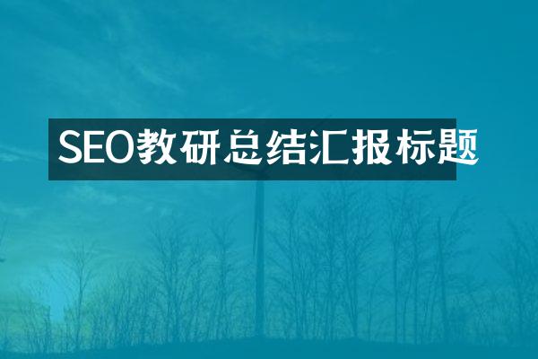 SEO教研总结汇报标题