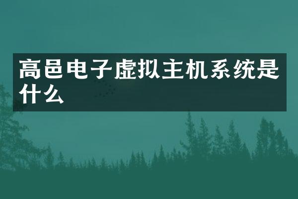 高邑电子虚拟主机系统是什么