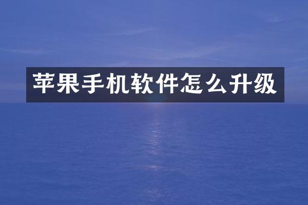 苹果手机软件怎么升级