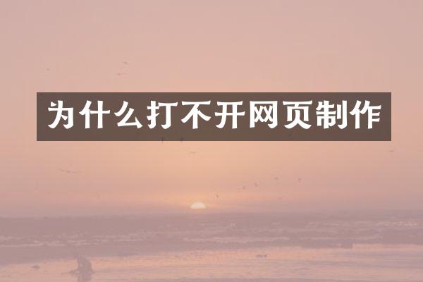 为什么打不开网页制作