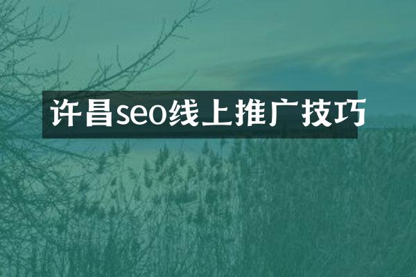 许昌seo线上推广技巧