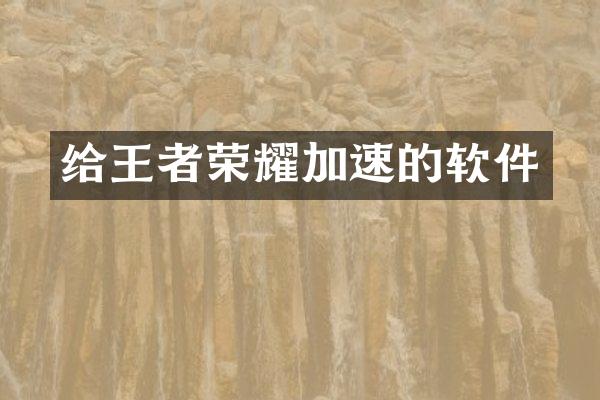 给王者荣耀加速的软件