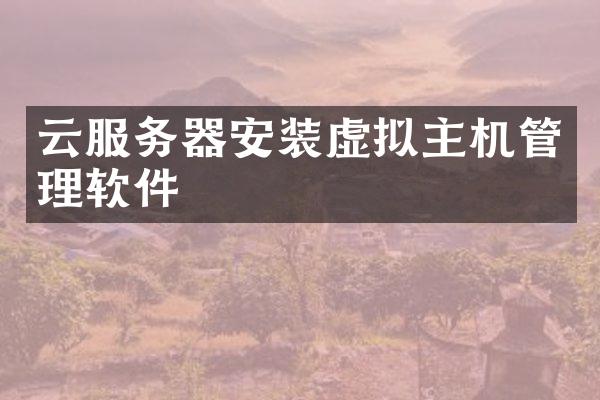 云服务器安装虚拟主机管理软件