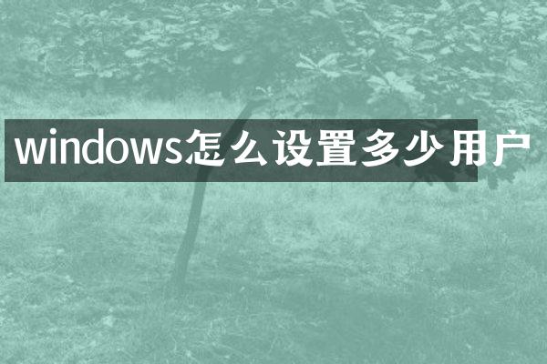 windows怎么设置多少用户