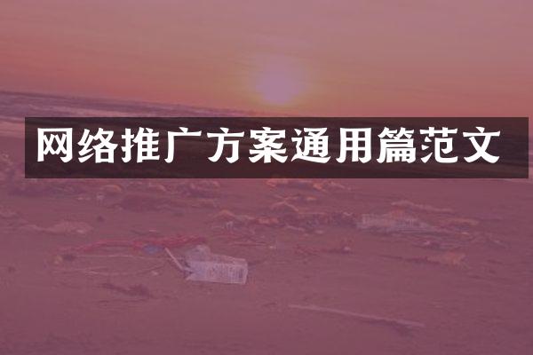 网络推广方案通用篇范文