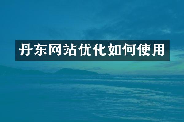 丹东网站优化如何使用