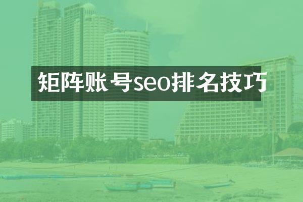 矩阵账号seo排名技巧