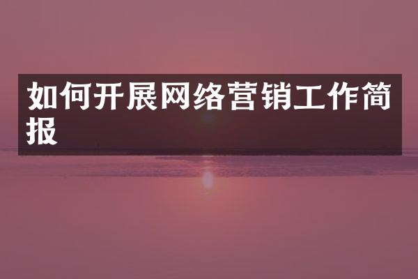 如何开展网络营销工作简报