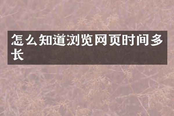 怎么知道浏览网页时间多长