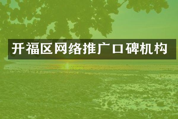 开福区网络推广口碑机构