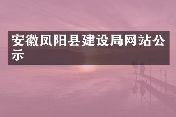 安徽凤阳县建设局网站公示