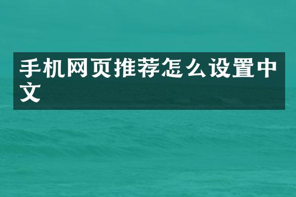 手机网页推荐怎么设置中文