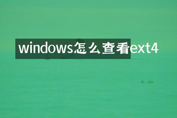 windows怎么查看ext4