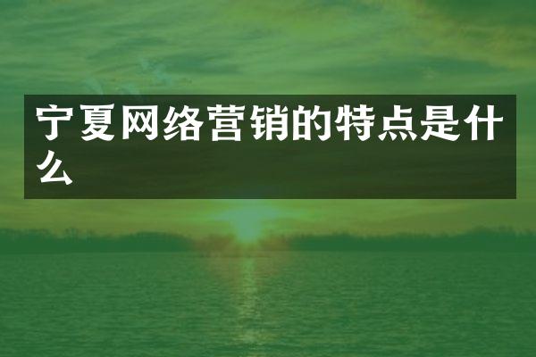 宁夏网络营销的特点是什么