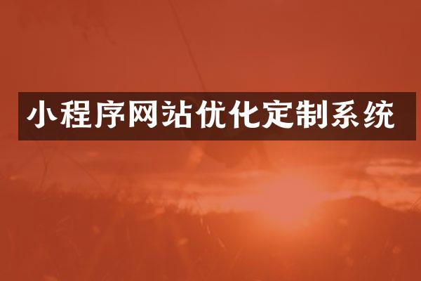 小程序网站优化定制系统