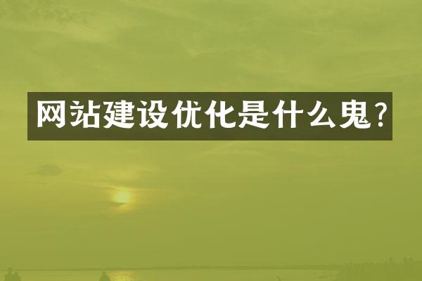 网站建设优化是什么鬼?