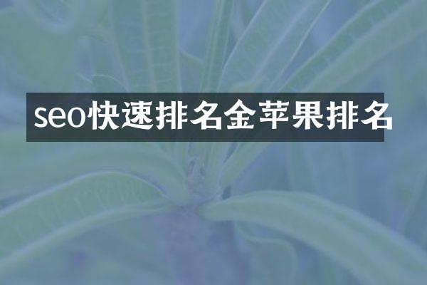 seo快速排名金苹果排名
