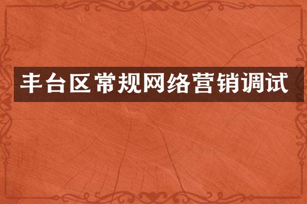丰台区常规网络营销调试