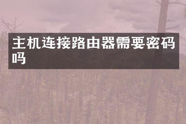 主机连接路由器需要密码吗