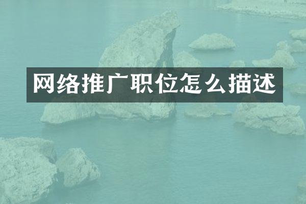 网络推广职位怎么描述