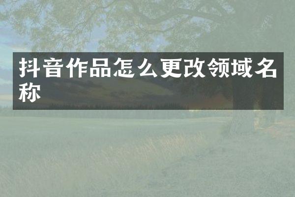 抖音作品怎么更改领域名称