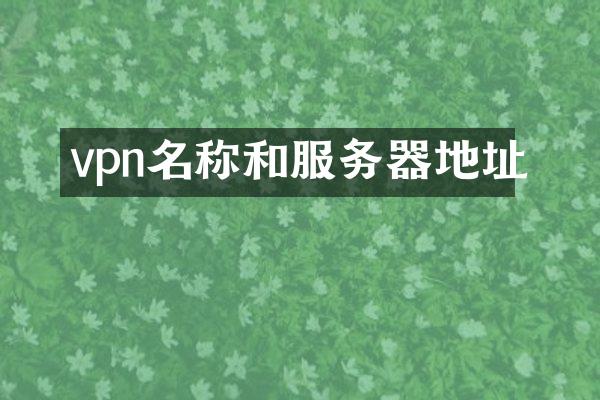 vpn名称和服务器地址