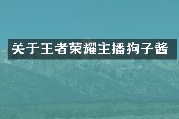 关于王者荣耀主播狗子酱