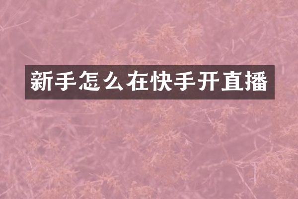 新手怎么在快手开直播