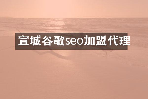 宣城谷歌seo加盟代理