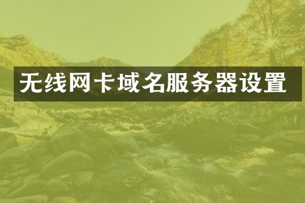 无线网卡域名服务器设置