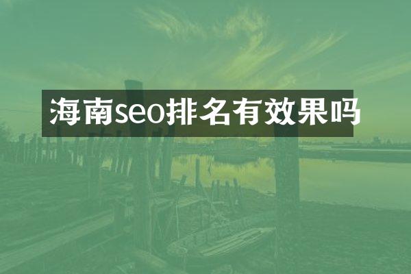 海南seo排名有效果吗