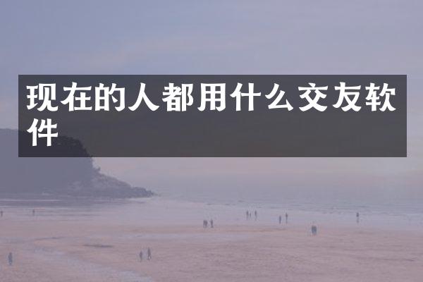 现在的人都用什么交友软件
