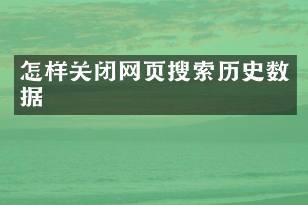 怎样关闭网页搜索历史数据