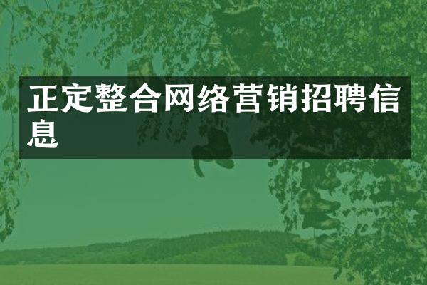 正定整合网络营销招聘信息
