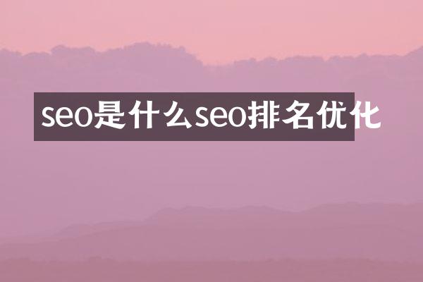 seo是什么seo排名优化