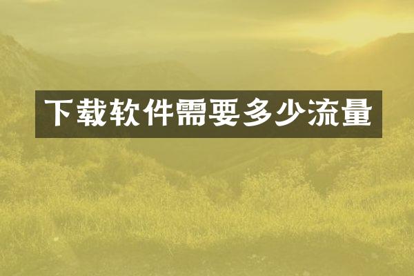 下载软件需要多少流量