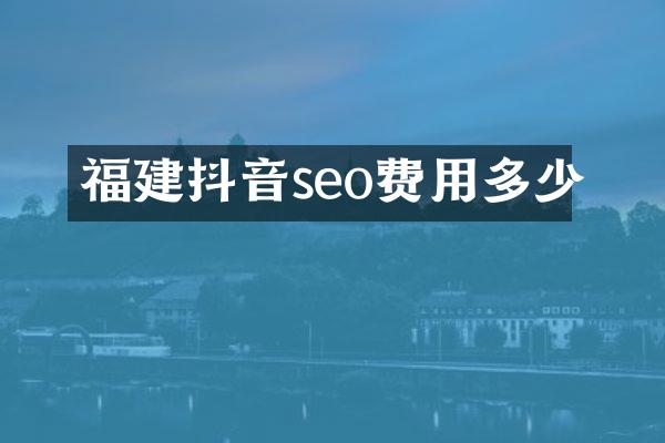 福建抖音seo费用多少
