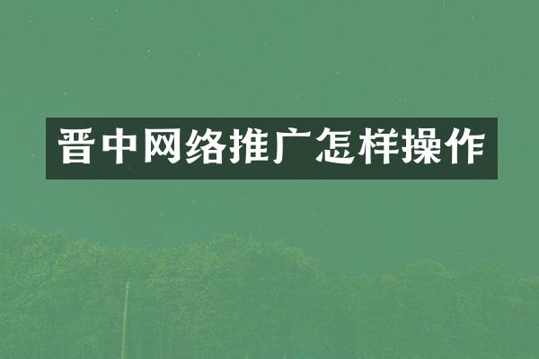 晋中网络推广怎样操作
