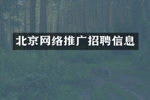 北京网络推广招聘信息