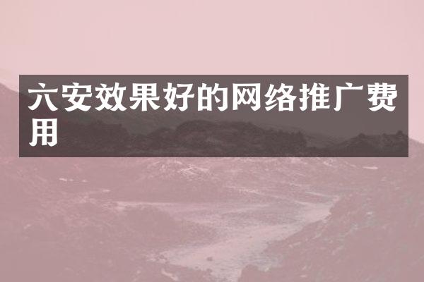 六安效果好的网络推广费用